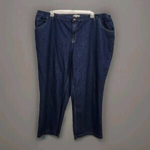 WOMAN WITHIN Jeans 30WP Petite Plus Blue Denim High Rise Elastic Waist